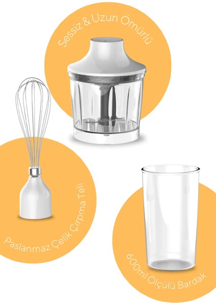 Beyaz El Blender Seti Çok Fonksiyonlu