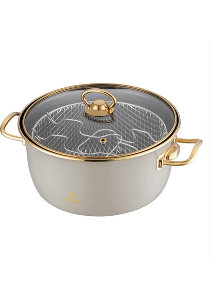 Retro Emaye Kızartma Tenceresi Bej fiyatları