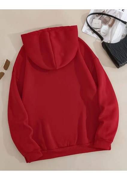 Kalp Fiyonk Baskılı Içi Polarlı Kapüşonlu Sweatshirt fiyatları