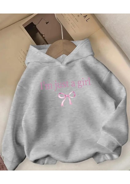 Kurdele Baskılı Içi Polarlı Kapüşonlu Sweatshirt