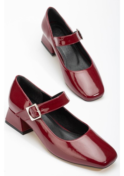 ST-006 Bordo Rugan Günlük 4 cm Topuklu Bayan Ayakkabı indirimleri