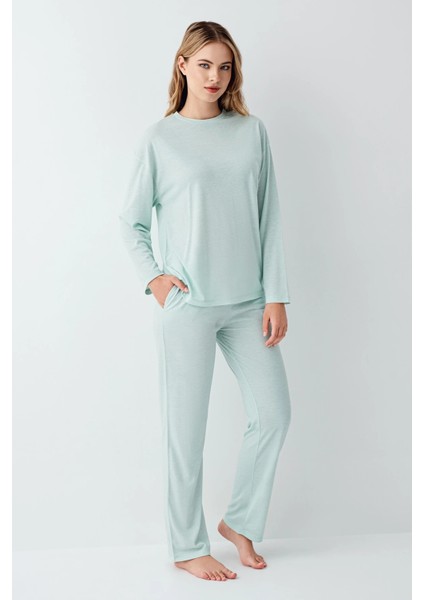 3407-S Kadın Uzun Kol Pijama Takım modelleri