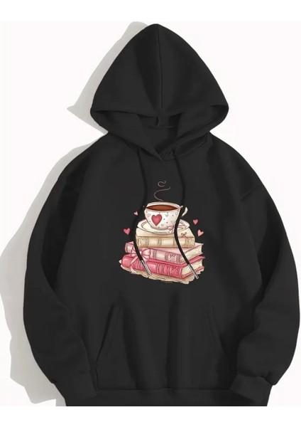 Baskılı Içi Polarlı Kapüşonlu Sweatshirt