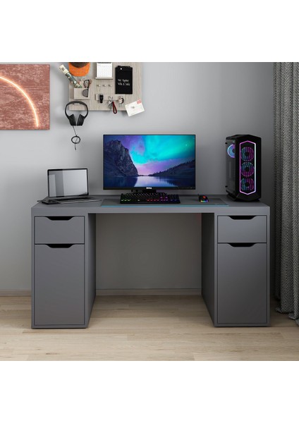 Alen 150 cm 2 Çekmeceli 2 Dolaplı Çalışma & Oyuncu Masası - Antrasit fiyatları