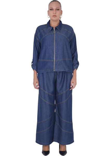 Kadın Büyük Beden İnce Kot Alt Üst İkili Takım