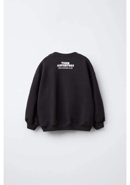 Erkek Çocuk Pamuklu Siyah Kaplan Baskılı Sweatshirt ve Eşofman Alt Takım indirimleri