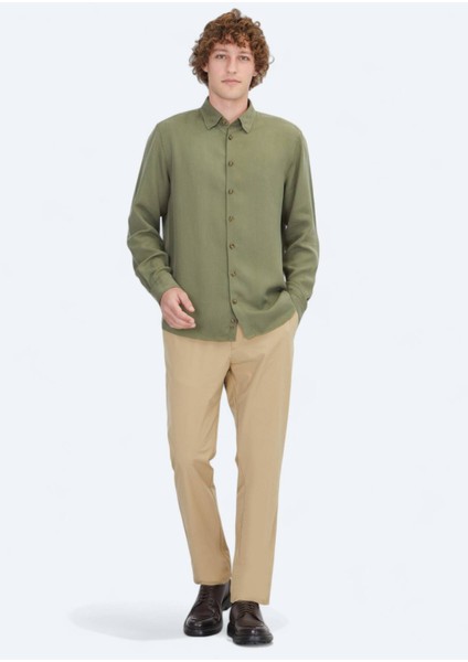 Haki Regular Fit Dokuma Casual Gömlek fiyatları