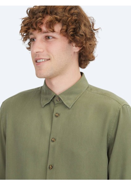 Haki Regular Fit Dokuma Casual Gömlek modelleri