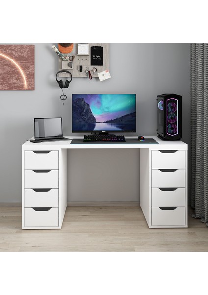 Alen 150 cm 8 Çekmeceli Çalışma & Oyuncu Masası - Beyaz fiyatları