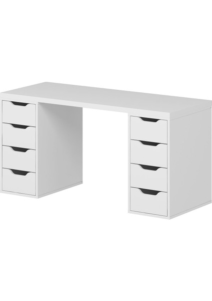 Alen 150 cm 8 Çekmeceli Çalışma & Oyuncu Masası - Beyaz