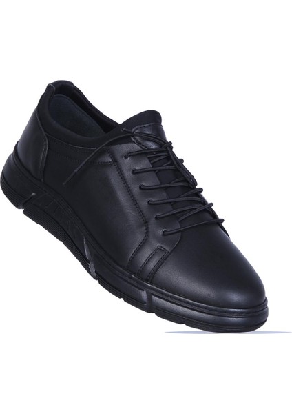 4249 Siyah Kauçuk %100 Deri Erkek Casual Ayakkabı