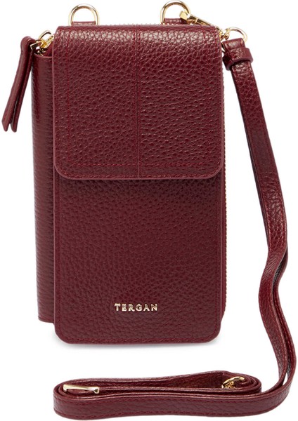 Bordo Hakiki Deri Kadın Omuz Çantası - S25Y1BC80438-M71