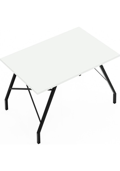 Metal Ayaklı Orta Sehpa - Beyaz - 46x44x90 cm