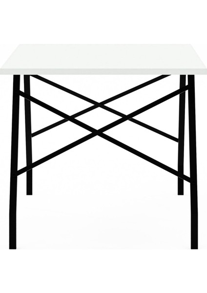 Metal Ayaklı Orta Sehpa - Beyaz - 46x44x90 cm