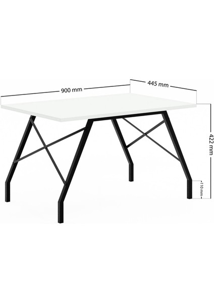 Metal Ayaklı Orta Sehpa - Beyaz - 46x44x90 cm