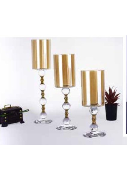 Mim Gold Cam Tabanlı Şamdan