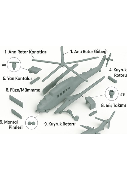 MI-24V Helikopter Kit Card - Eğitici Oyuncak modelleri