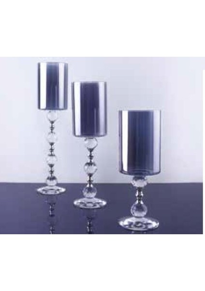 Mim Gümüş Cam Tabanlı Şamdan