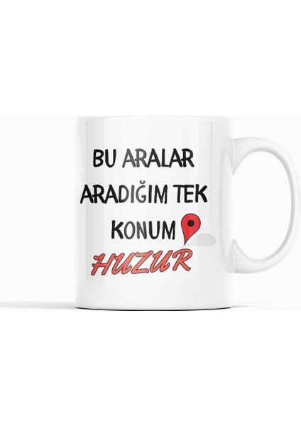 Bu Aralar Aradığım Tek Konum Huzur Yazılı Mizahi & Motive Edici Tasarım Hediyelik Kupa Bardak fiyatları
