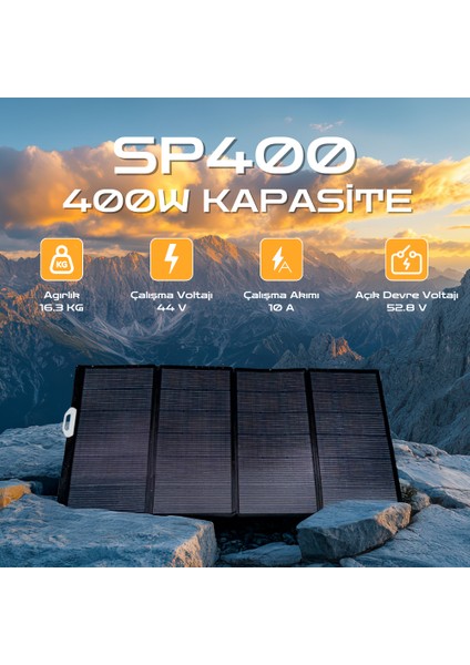 SP400 Taşınabilir Güneş Paneli 400W - IP67 Su Geçirmez - 3 Açılı Ayar - Katlanabilen Güneş Enerjili Şarj Cihazı fiyatları