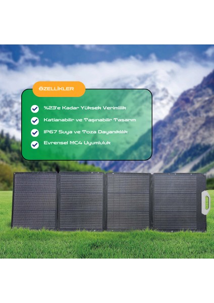 SP400 Taşınabilir Güneş Paneli 400W - IP67 Su Geçirmez - 3 Açılı Ayar - Katlanabilen Güneş Enerjili Şarj Cihazı modelleri
