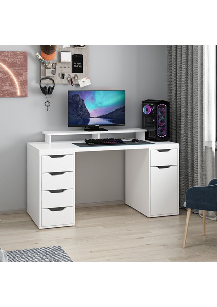 Alen 150 cm 5 Çekmeceli Dolaplı Çalışma & Oyuncu Masası - Beyaz fırsatları