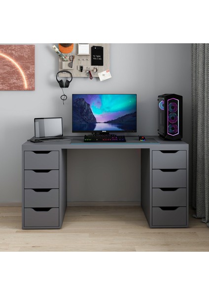 Alen 150 cm 8 Çekmeceli Çalışma & Oyuncu Masası - Antrasit fiyatları