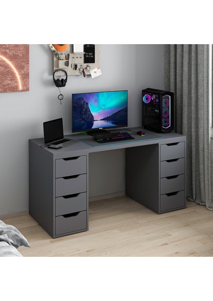 Alen 150 cm 8 Çekmeceli Çalışma & Oyuncu Masası - Antrasit modelleri