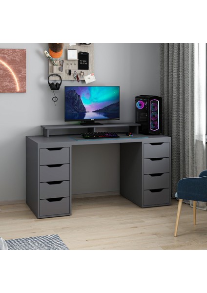 Alen 150 cm 8 Çekmeceli Çalışma & Oyuncu Masası - Antrasit fırsatları