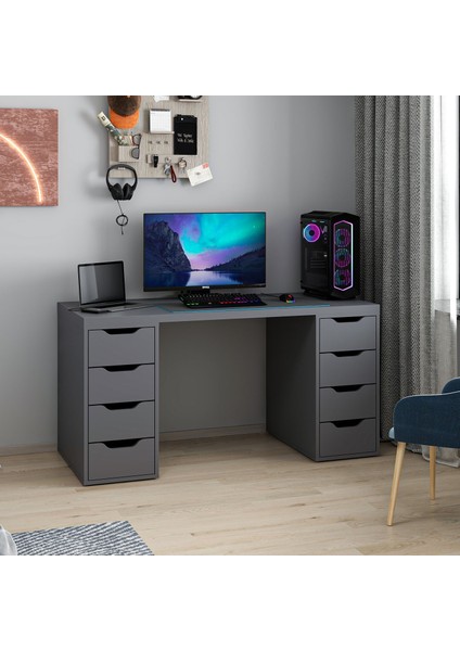 Alen 150 cm 8 Çekmeceli Çalışma & Oyuncu Masası - Antrasit indirimleri