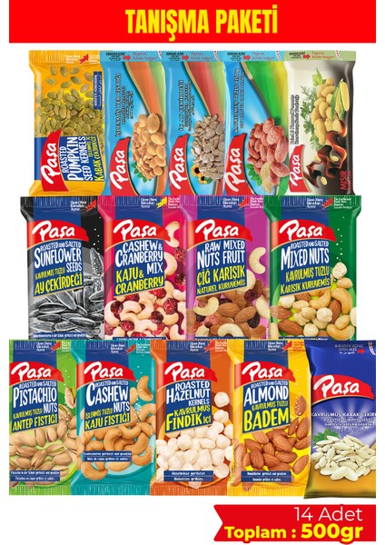 14LÜ Karışık Kuruyemiş Tanışma Paketi 500 gr – Mini Tadım Seti