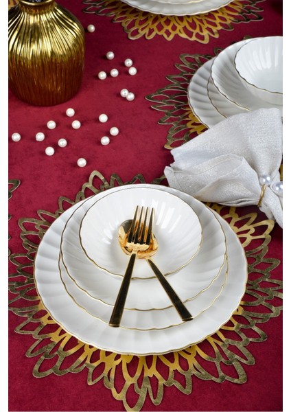 Derya 24 Parça 6 Kişilik Altın Yaldız Porselen Yemek Takımı fiyatları