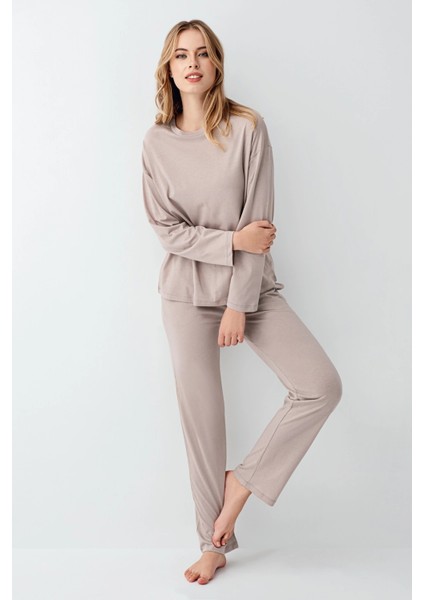 3407-S Kadın Uzun Kol Pijama Takım