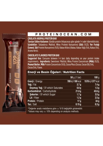 Çikolata Aromalı Protein Bar 50 G (2 Adet) fırsatları