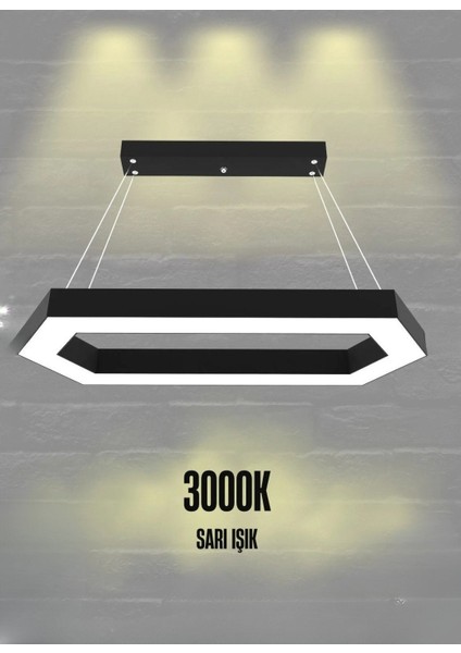 Joya ( Siyah Kasa, Sarı Işık ) Ledli Modern Sarkıt LED Avize, Salon, Mutfak, Oturma Odası