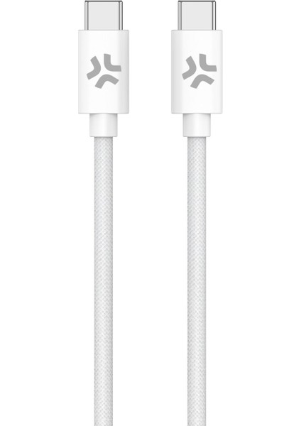 60W Usb-C - Usb-C Örgülü Şarj Kablosu - Beyaz