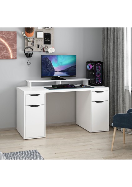 Alen 150 cm 2 Çekmeceli 2 Dolaplı Çalışma & Oyuncu Masası - Beyaz fırsatları