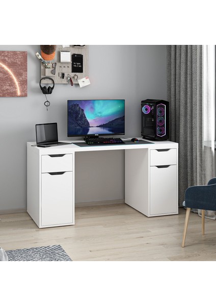 Alen 150 cm 2 Çekmeceli 2 Dolaplı Çalışma & Oyuncu Masası - Beyaz indirimleri