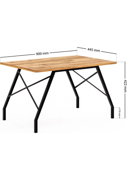 Metal Ayaklı Orta Sehpa - Atlantik Çam - 46x44x90 cm