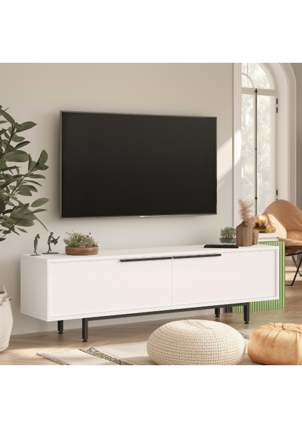 Leena 160 cm Tv Ünitesi Sehpası Metal Ayaklı Beyaz La1-W fiyatları