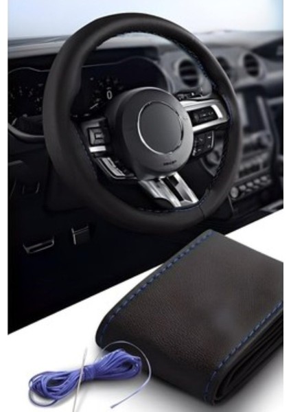 110 cm Mavi Ipli Dikmeli Direksiyon Kılıfı