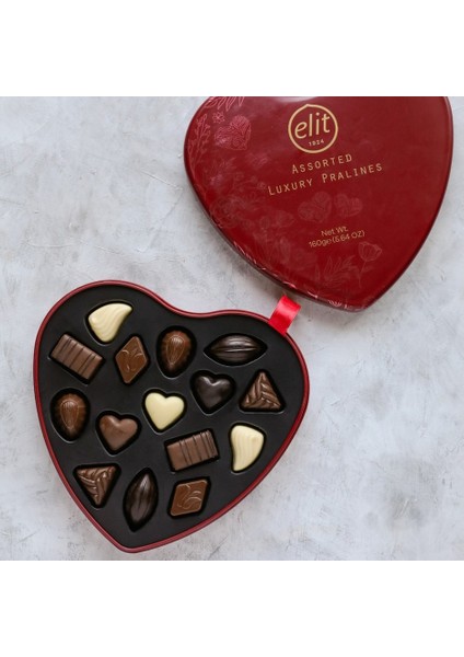 Luxury Pralines Çikolata Metal Kalp Kutu 160g Glutensiz fırsatları