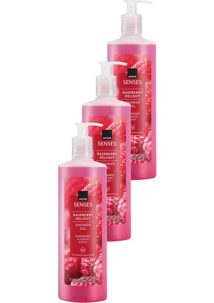 Raspberry Delight Frambuaz ve Frenk Üzümü Kokulu Duş Jeli 720 Ml. Üçlü Set modelleri