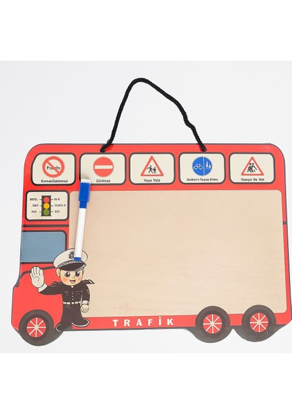 Yağızegekids Büyük Boy Çift Taraflı Yazı Tahtası Trafik Bulmacalı Eğlenceli