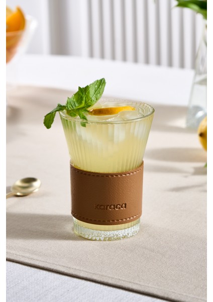 Leather Cool Touch Latte Bardağı 210 ml Kahverengi