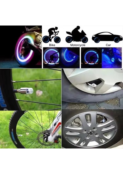 2 Adet Hareket Sensörlü Işıklı Sibop Kapağı Bisiklet Motorsiklet Otomobil Tekerleklerine Uygun