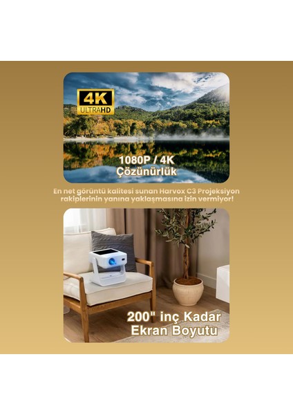 C3 Buds Ekranlı Projeksiyon Cihazı Taşınabilir Android Sistemli Wifi HDMI USB Destekli Projektör modelleri