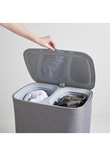 Garb Katlanır Kumaş Kirli Çamaşır Sepeti - Gri - 90 lt