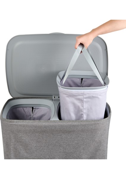 Garb Katlanır Kumaş Kirli Çamaşır Sepeti - Gri - 90 lt