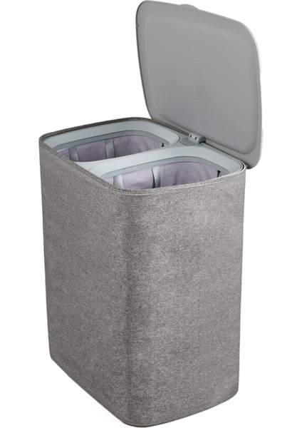 Garb Katlanır Kumaş Kirli Çamaşır Sepeti - Gri - 90 lt